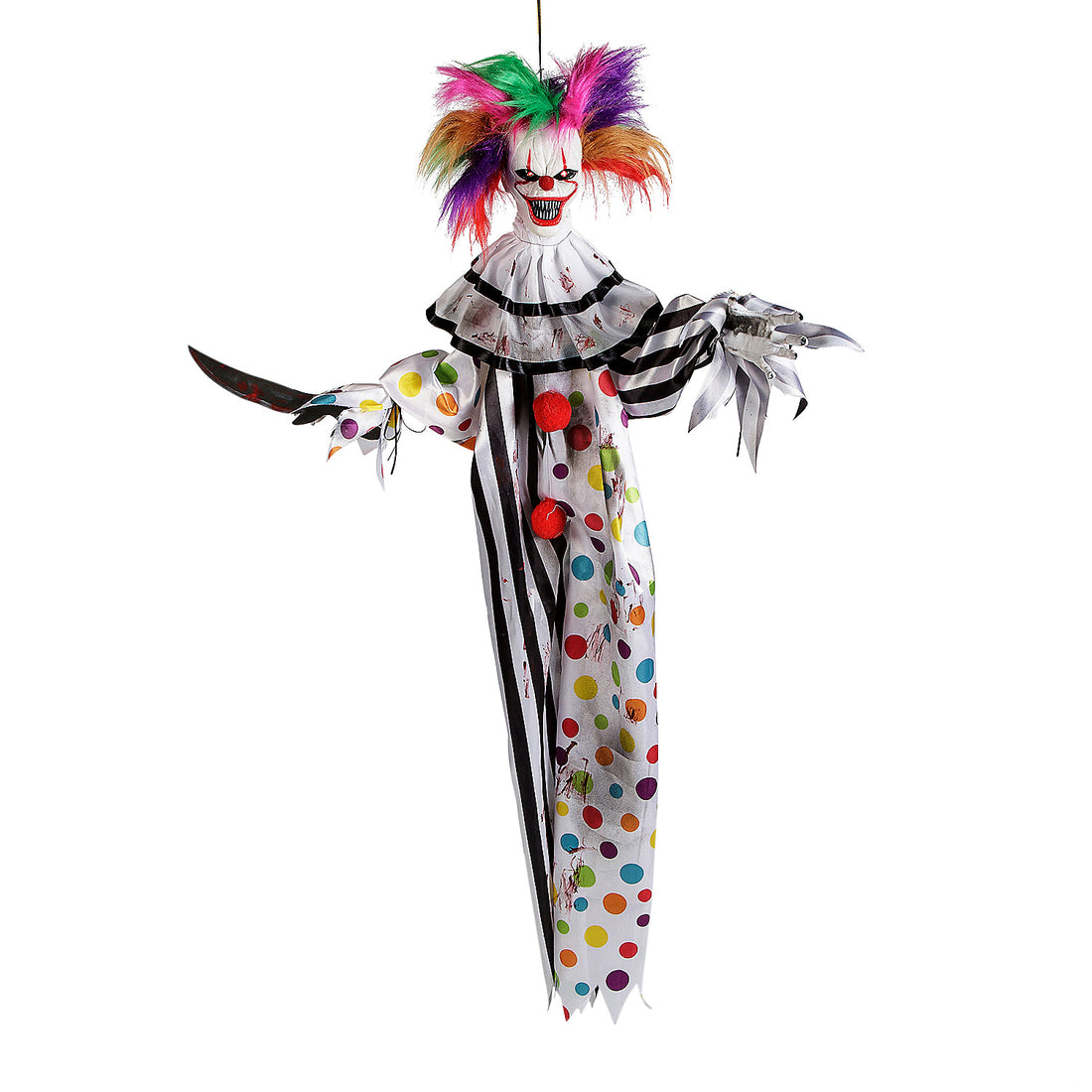 Animated Clown 4-Foot-Long Hanging Halloween Decoration - Assorted Colors