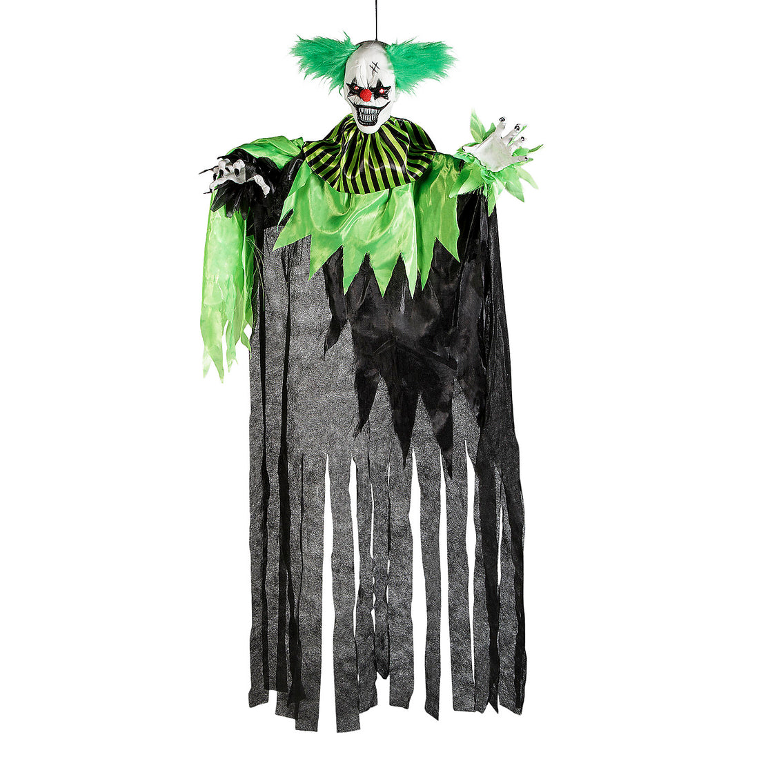 Animated Clown 4-Foot-Long Hanging Halloween Decoration - Green and Black