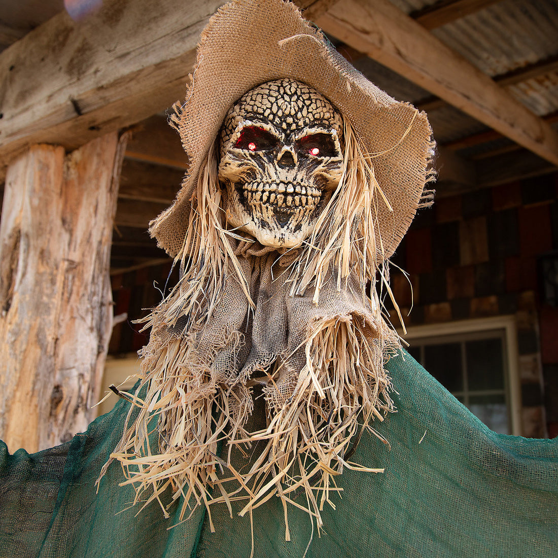 Animated Skeleton Scarecrow Witch 5-Foot-Long Hanging Halloween Decoration