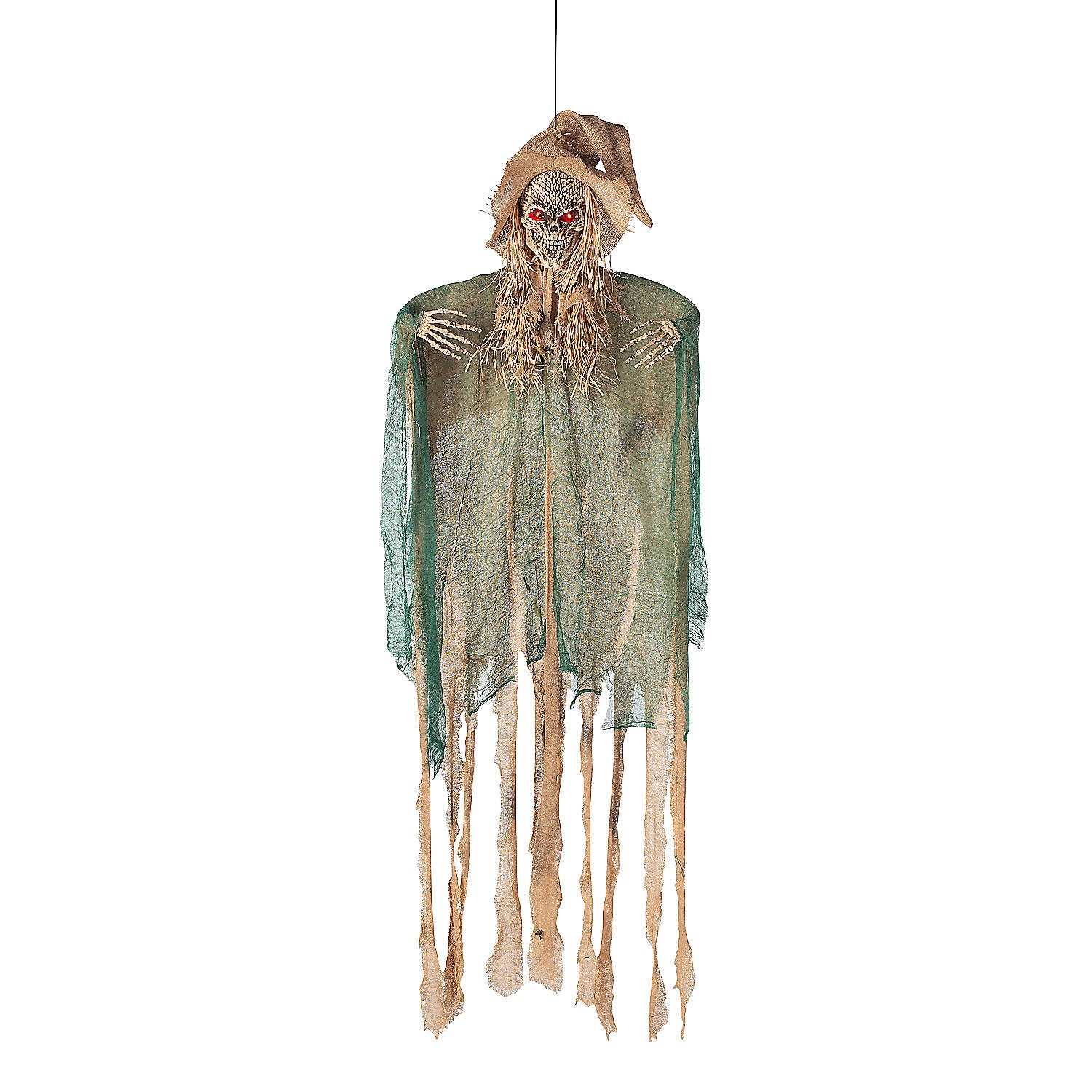 Animated Skeleton Scarecrow Witch 5-Foot-Long Hanging Halloween Decoration