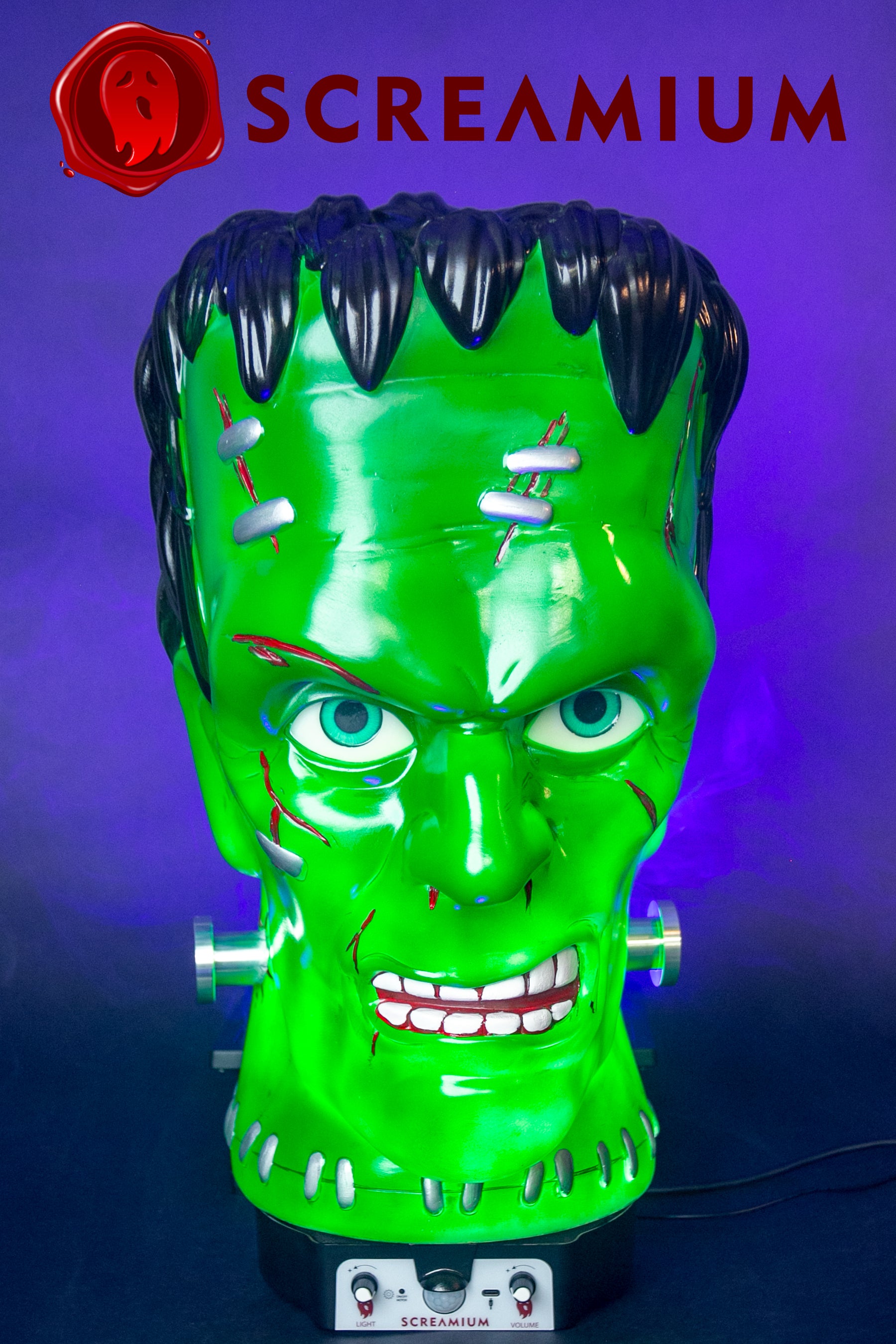 Giant Frankenstein Monster Head Animatronic Lamp Prop 20-Inch-Tall Heavy Duty Polyresin Halloween Decoration