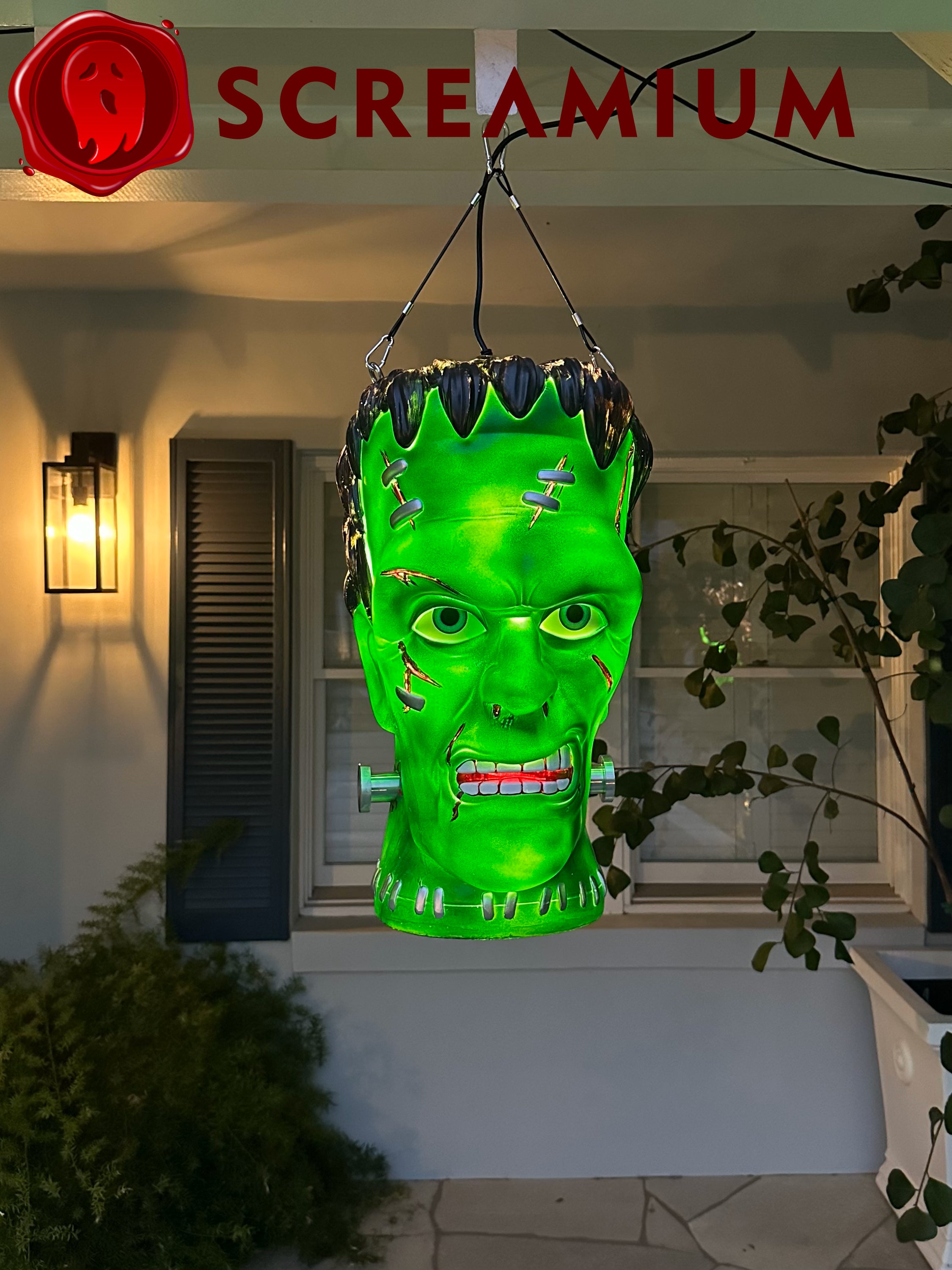 Giant Frankenstein Monster Pendant Lantern Prop 20-Inch-Tall Waterproof Outdoor Halloween Decoration