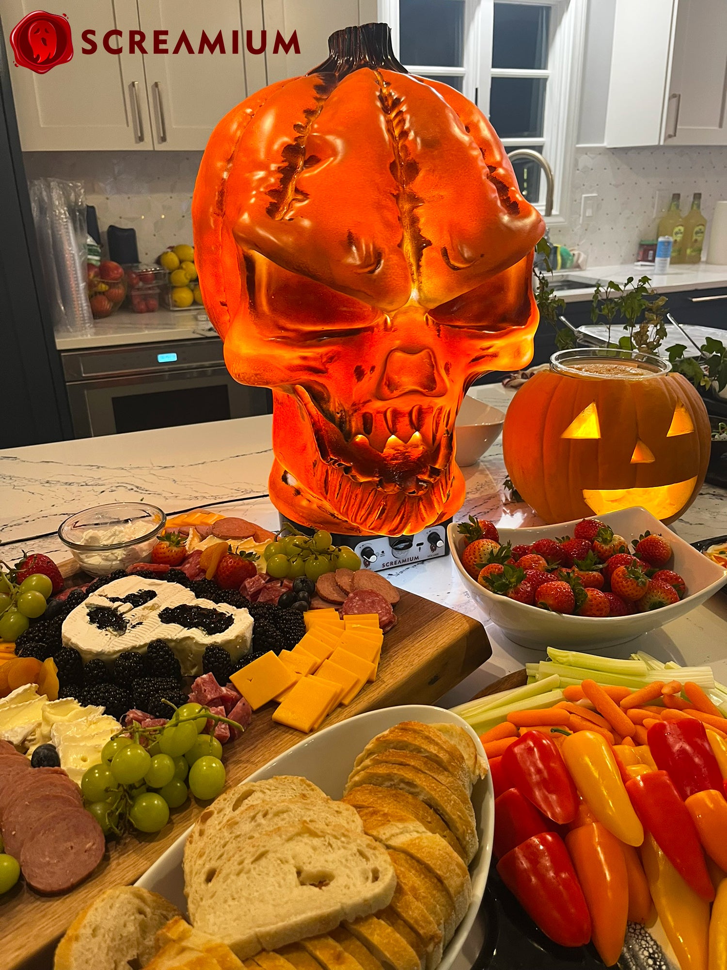 Giant Pumpkin Monster Animatronic Lamp Prop 20-Inch-Tall Heavy Duty Polyresin Halloween Decoration