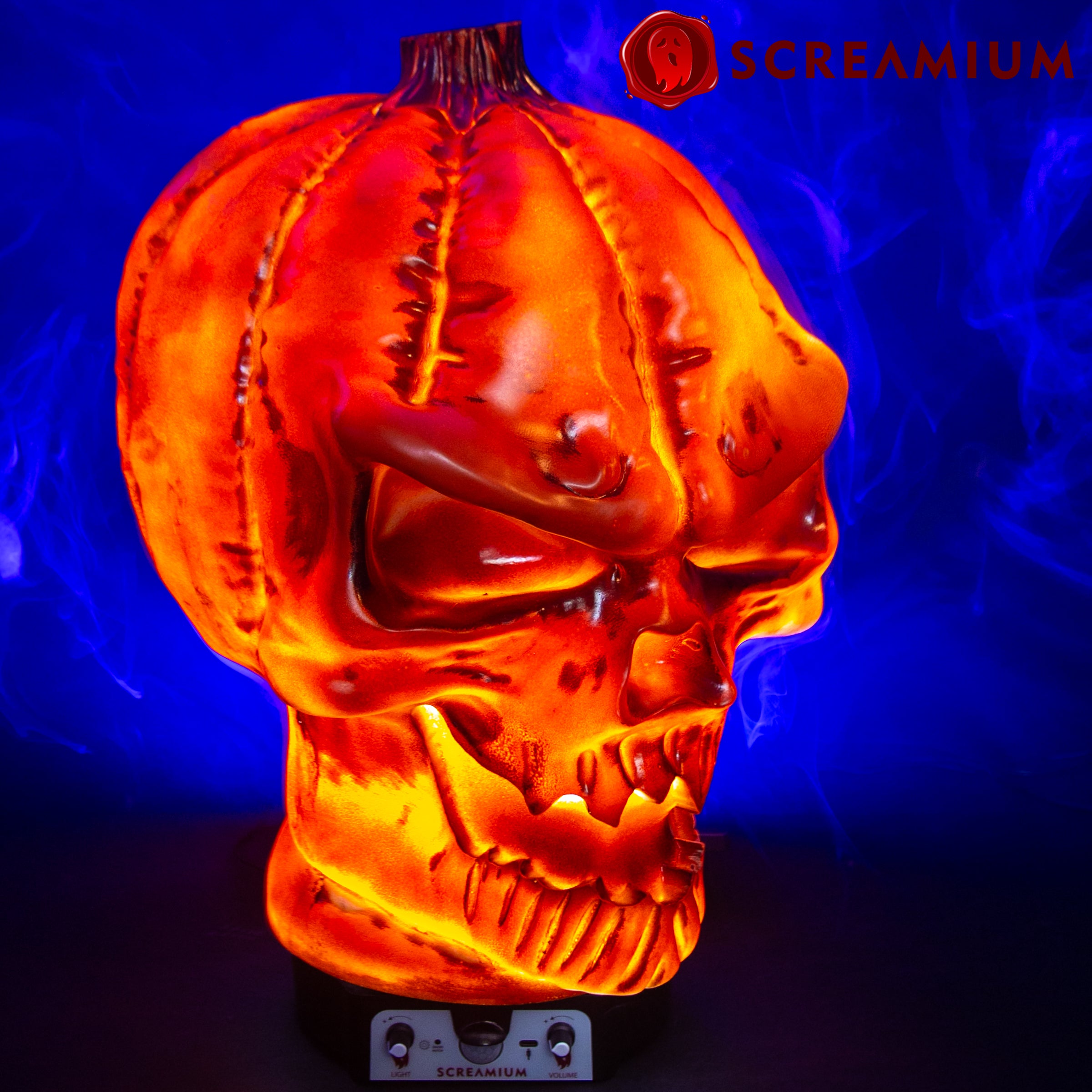 Giant Pumpkin Monster Animatronic Lamp Prop 20-Inch-Tall Heavy Duty Polyresin Halloween Decoration