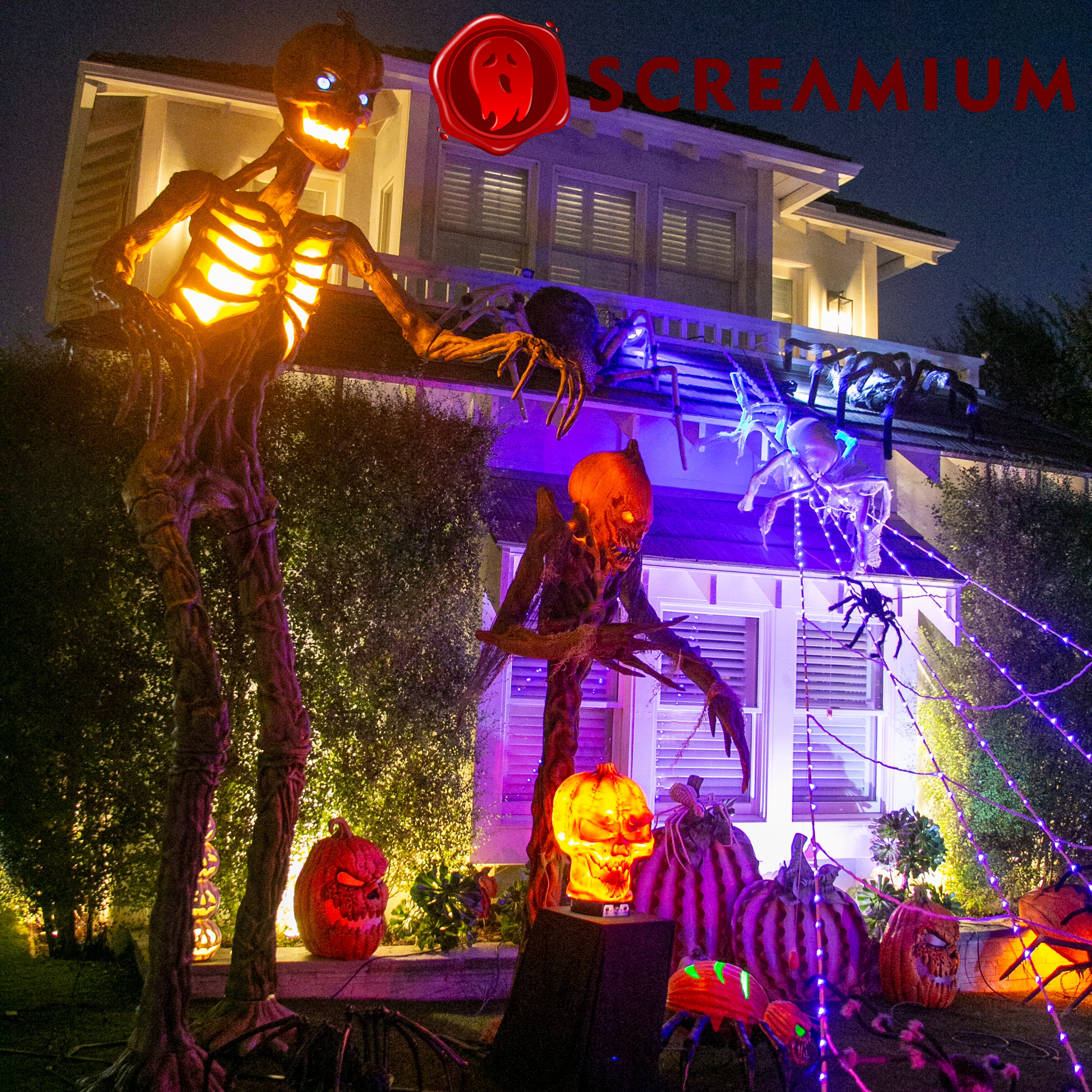 Giant Pumpkin Monster Animatronic Lamp Prop 20-Inch-Tall Heavy Duty Polyresin Halloween Decoration