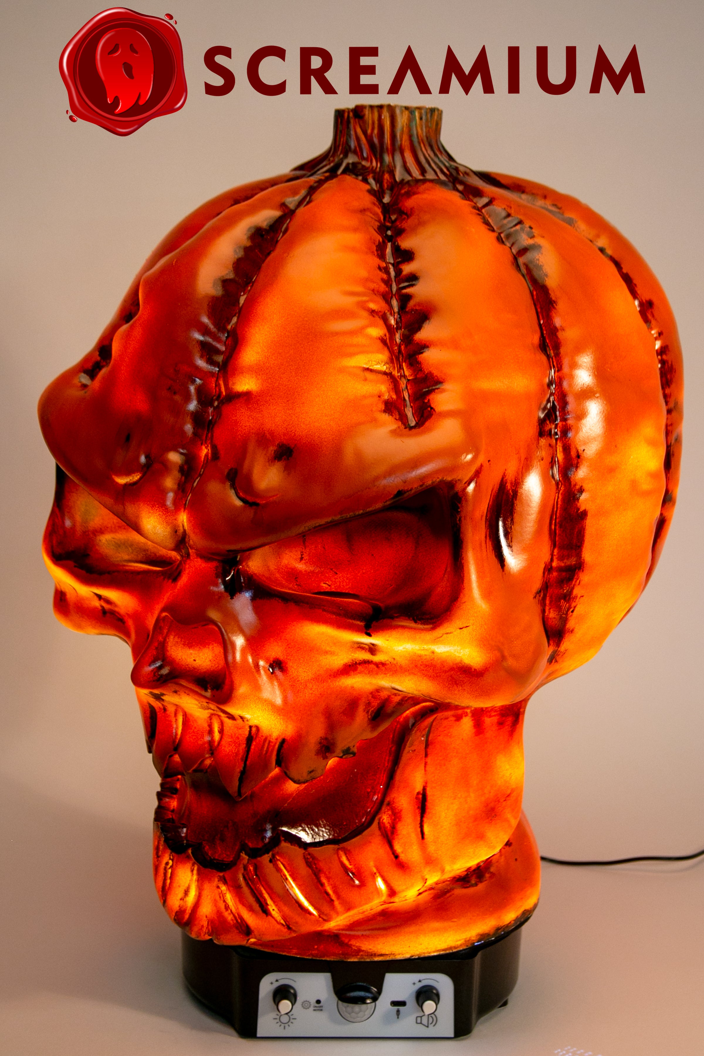 Giant Pumpkin Monster Animatronic Lamp Prop 20-Inch-Tall Heavy Duty Polyresin Halloween Decoration