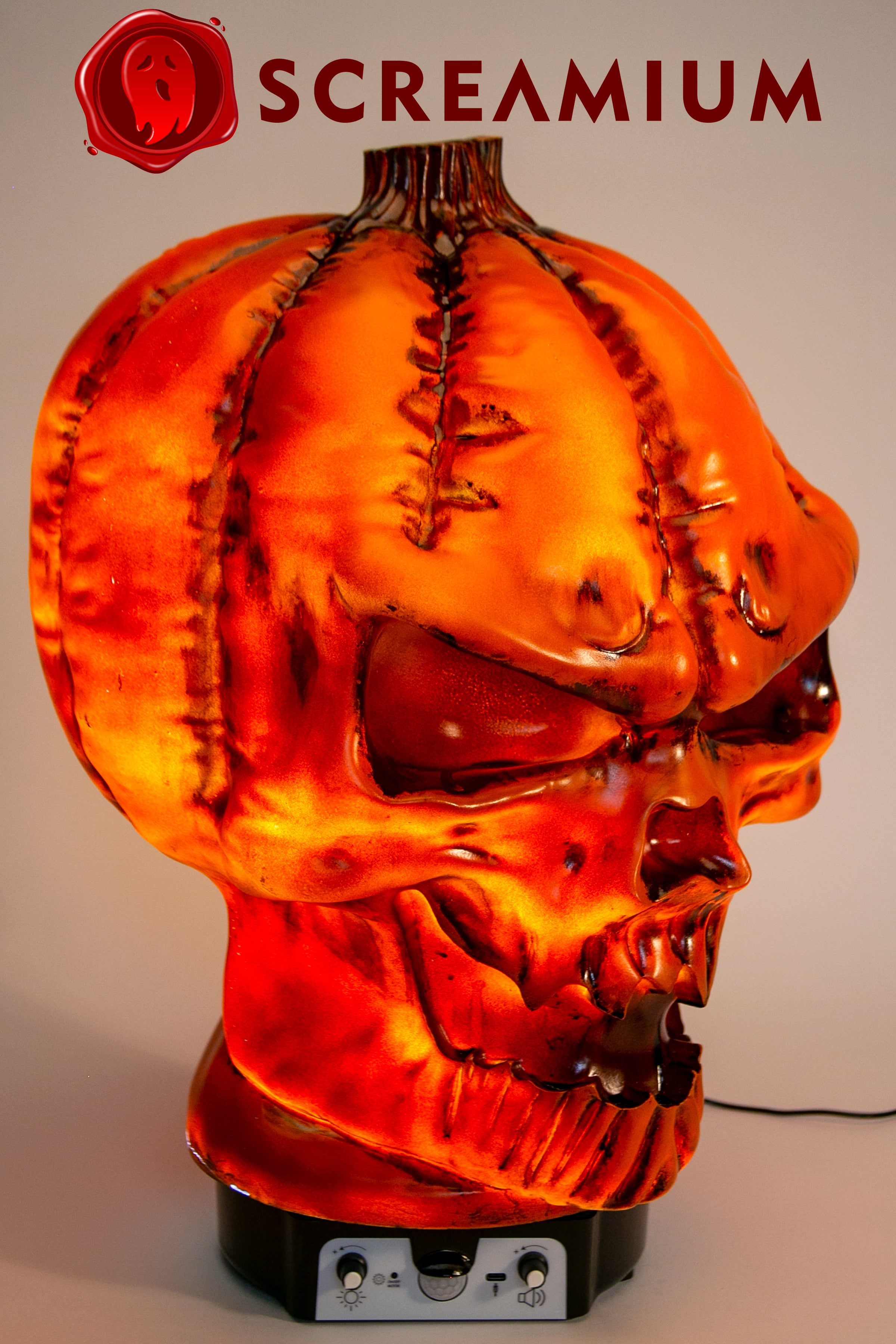 Giant Pumpkin Monster Animatronic Lamp Prop 20-Inch-Tall Heavy Duty Polyresin Halloween Decoration