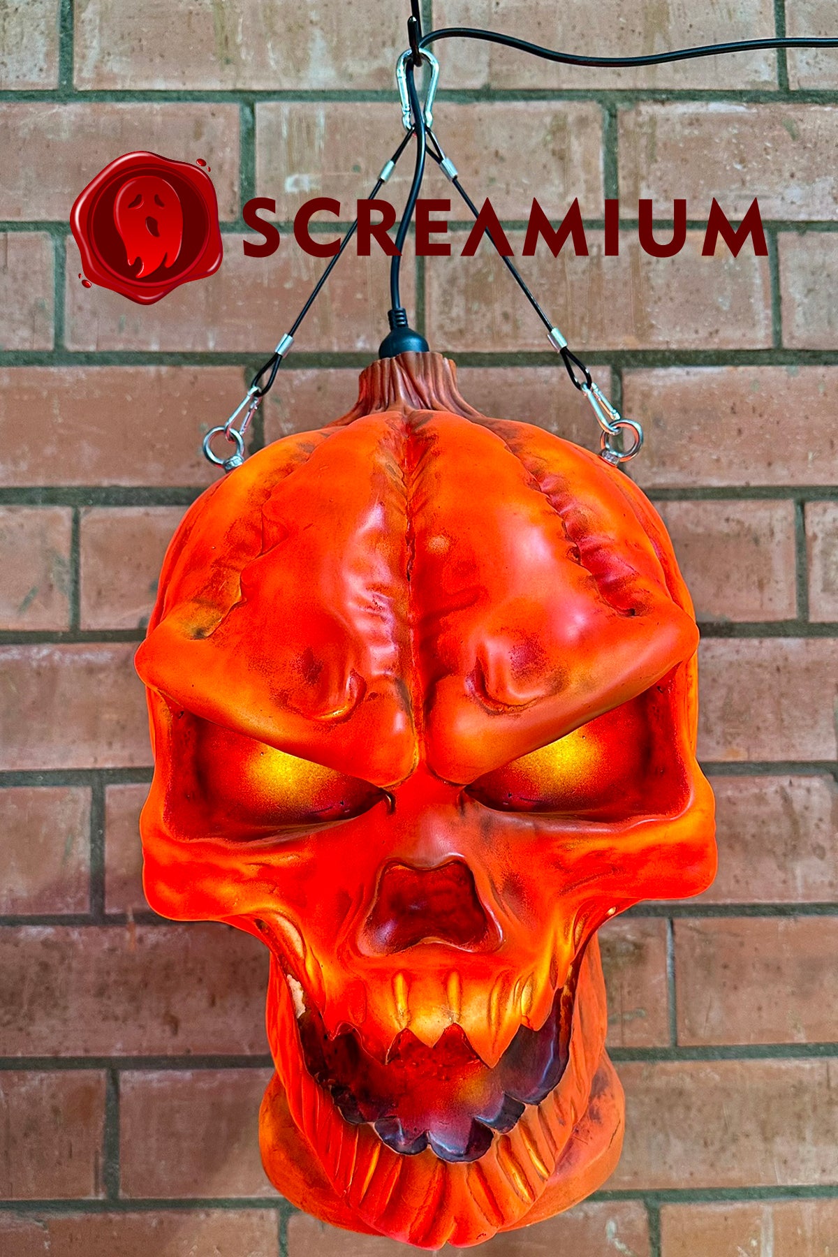 Giant Pumpkin Monster Pendant Lantern Prop 20-Inch-Tall Waterproof Outdoor Halloween Decoration