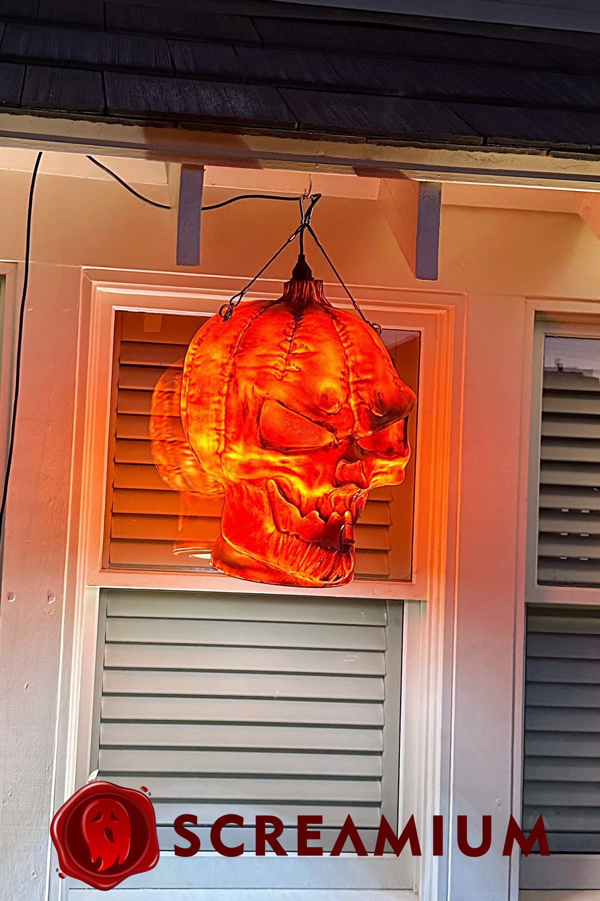 Giant Pumpkin Monster Pendant Lantern Prop 20-Inch-Tall Waterproof Outdoor Halloween Decoration