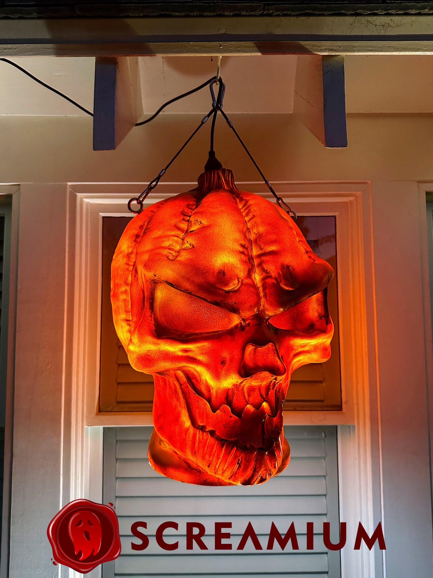 Giant Pumpkin Monster Pendant Lantern Prop 20-Inch-Tall Waterproof Outdoor Halloween Decoration