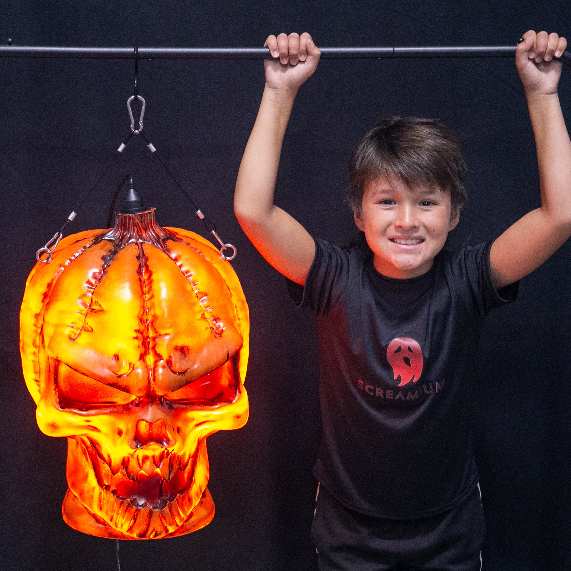 Giant Pumpkin Monster Pendant Lantern Prop 20-Inch-Tall Waterproof Outdoor Halloween Decoration