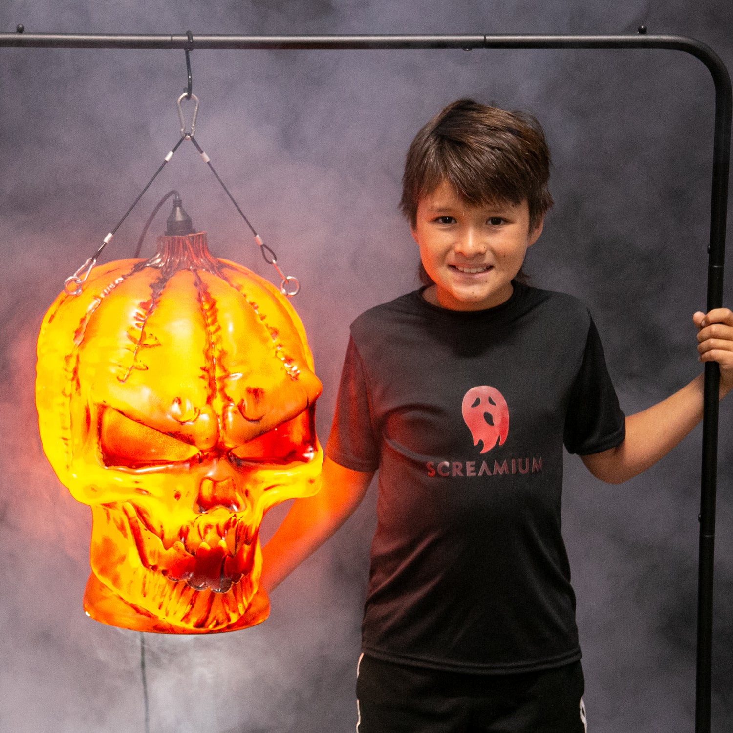 Giant Pumpkin Monster Pendant Lantern Prop 20-Inch-Tall Waterproof Outdoor Halloween Decoration