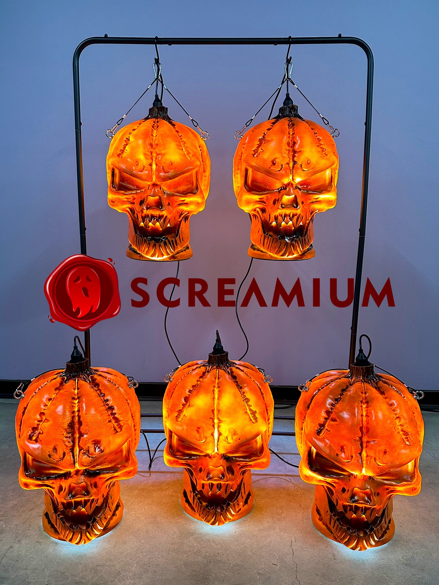 Giant Pumpkin Monster Pendant Lantern Prop 20-Inch-Tall Waterproof Outdoor Halloween Decoration