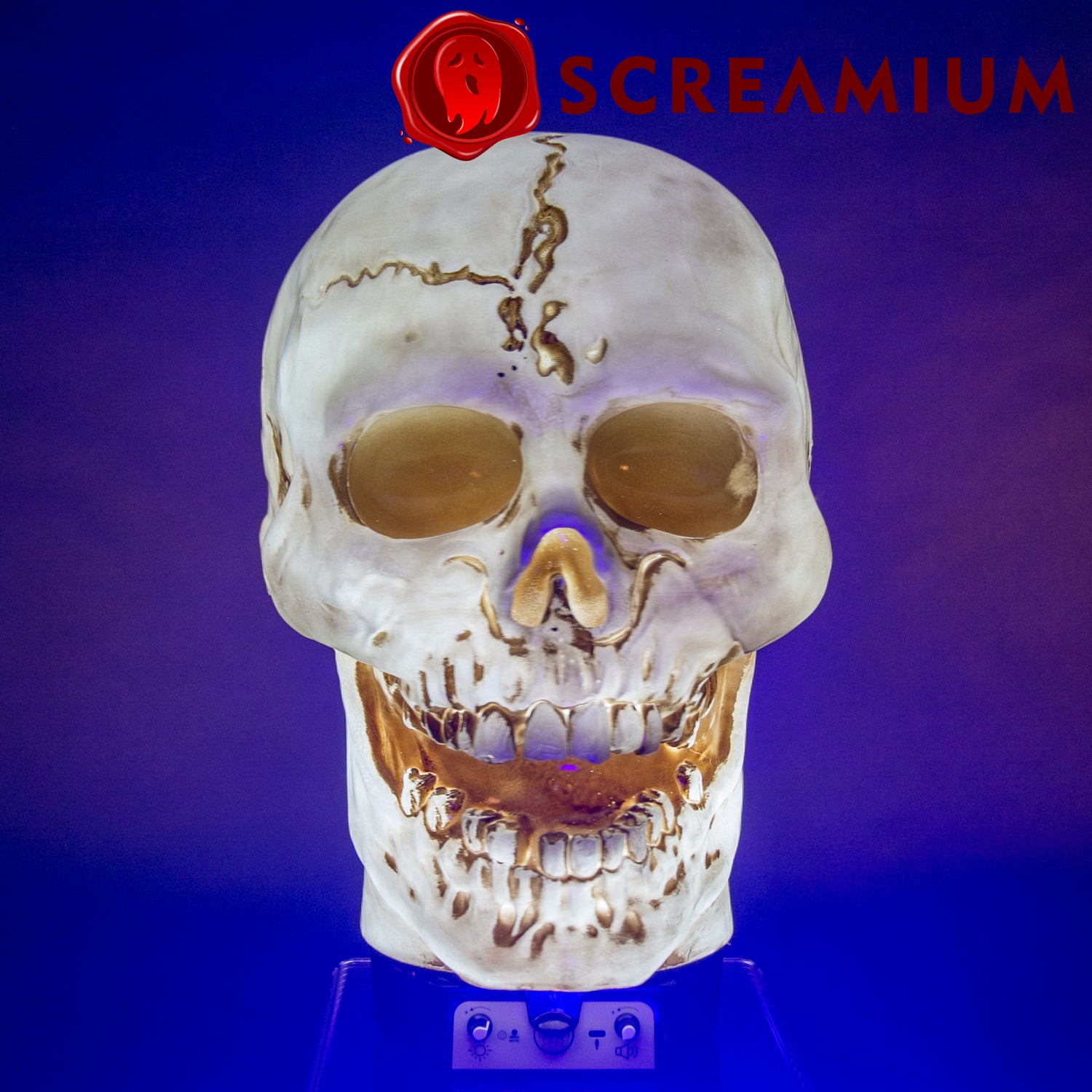 Giant Skull Animatronic Lamp Prop 20-Inch-Tall Heavy Duty Polyresin Halloween Decoration
