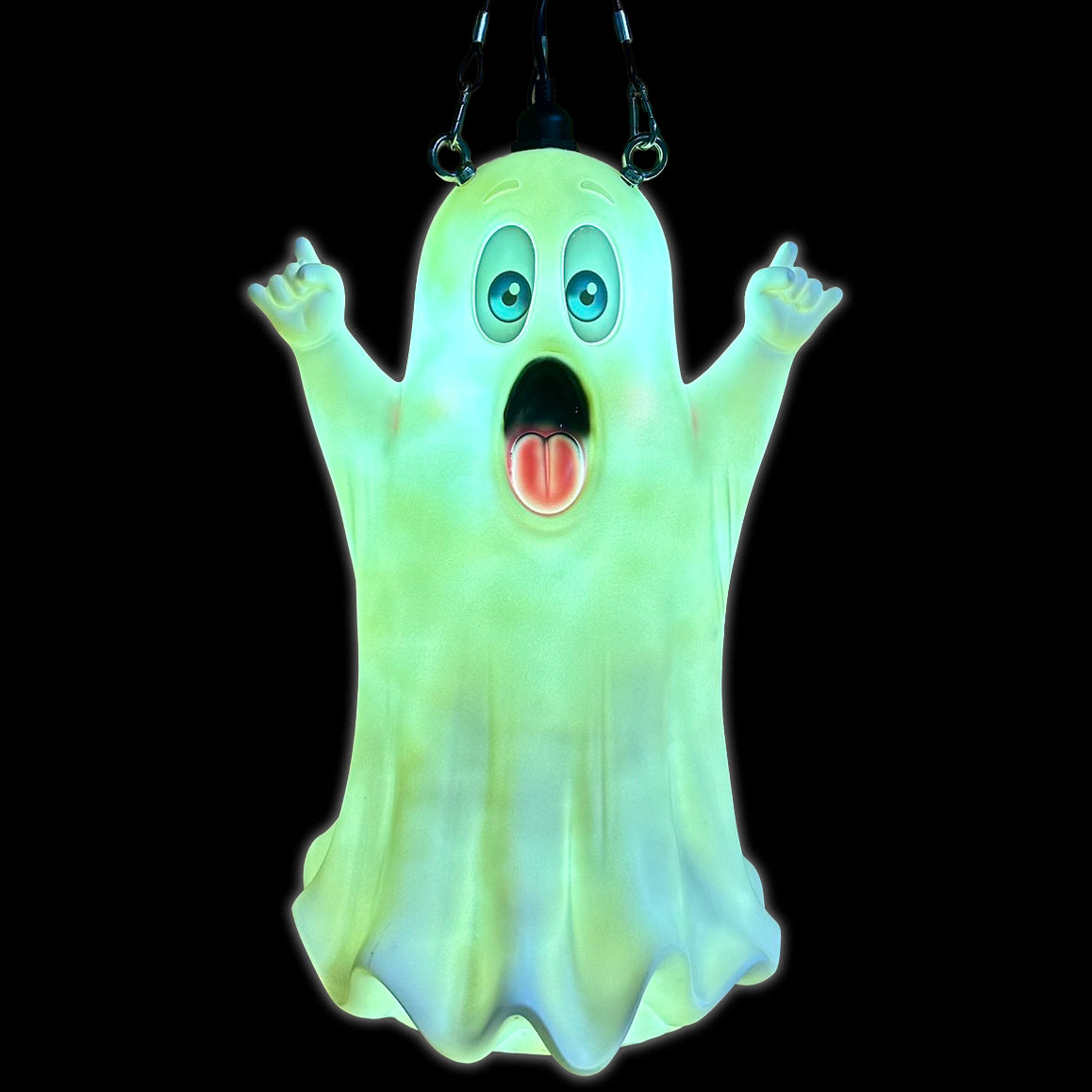 Friendly Ghost Pendant Lantern Prop 20-Inch-Tall Outdoor Halloween Decoration
