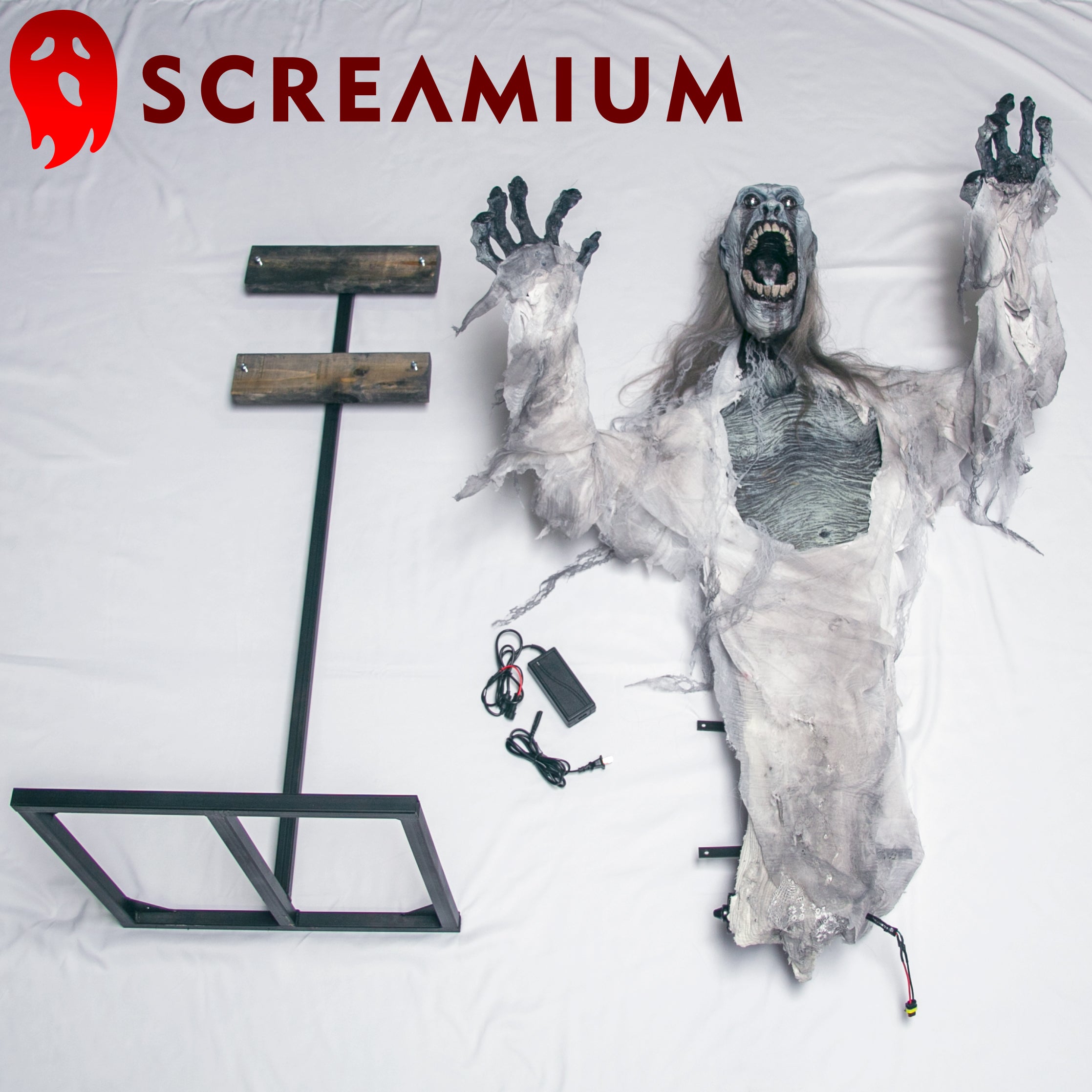 Glow-in-the-Dark Decaying Zombie Ghost Animatronic Prop Monster Halloween Decor : 64-Inches Tall
