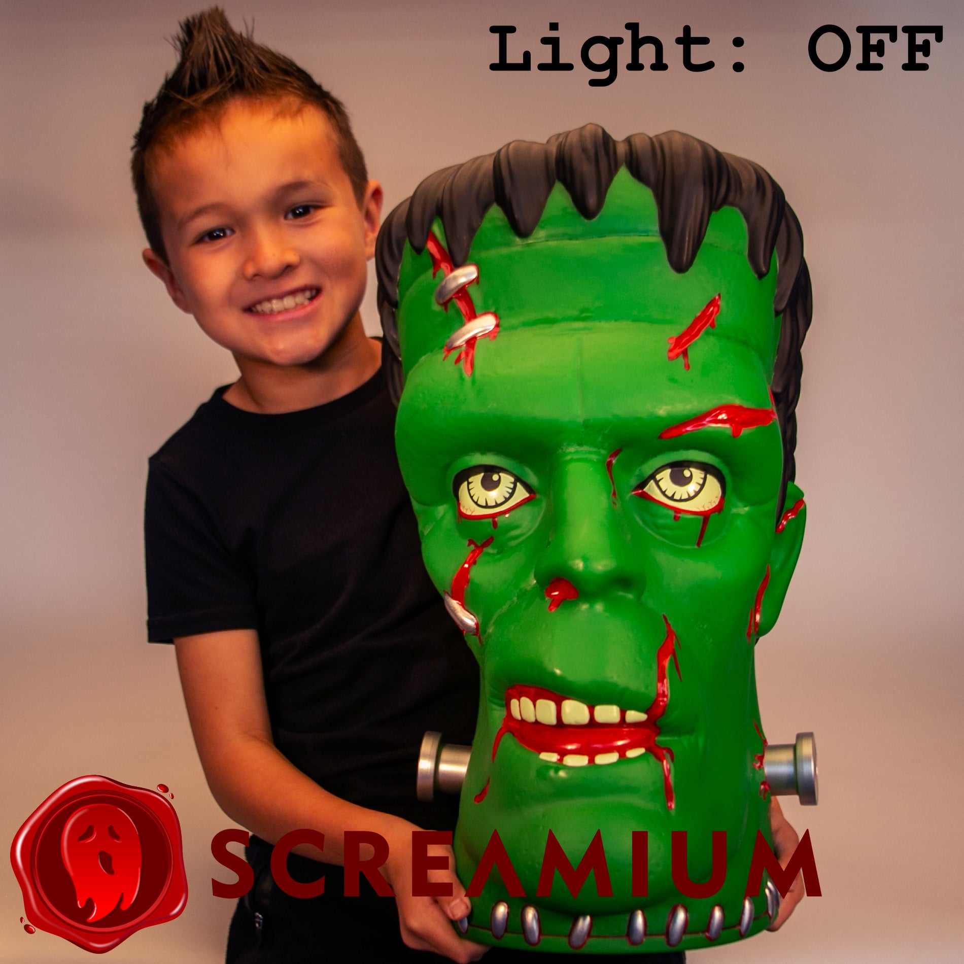 Glow-in-the-Dark Frankenstein Head Giant Halloween Decoration: 22-Inch-Tall Monster Prop