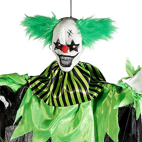 Animated Clown 4-Foot-Long Hanging Halloween Decoration - Green and Black