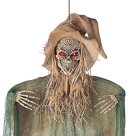 Animated Skeleton Scarecrow Witch 5-Foot-Long Hanging Halloween Decoration