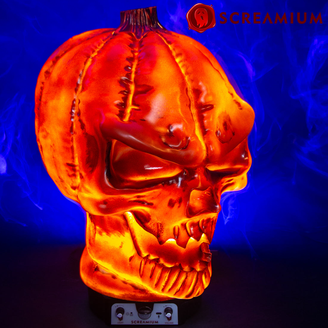 Giant Pumpkin Monster Animatronic Lamp Prop 20-Inch-Tall Heavy Duty Polyresin Halloween Decoration
