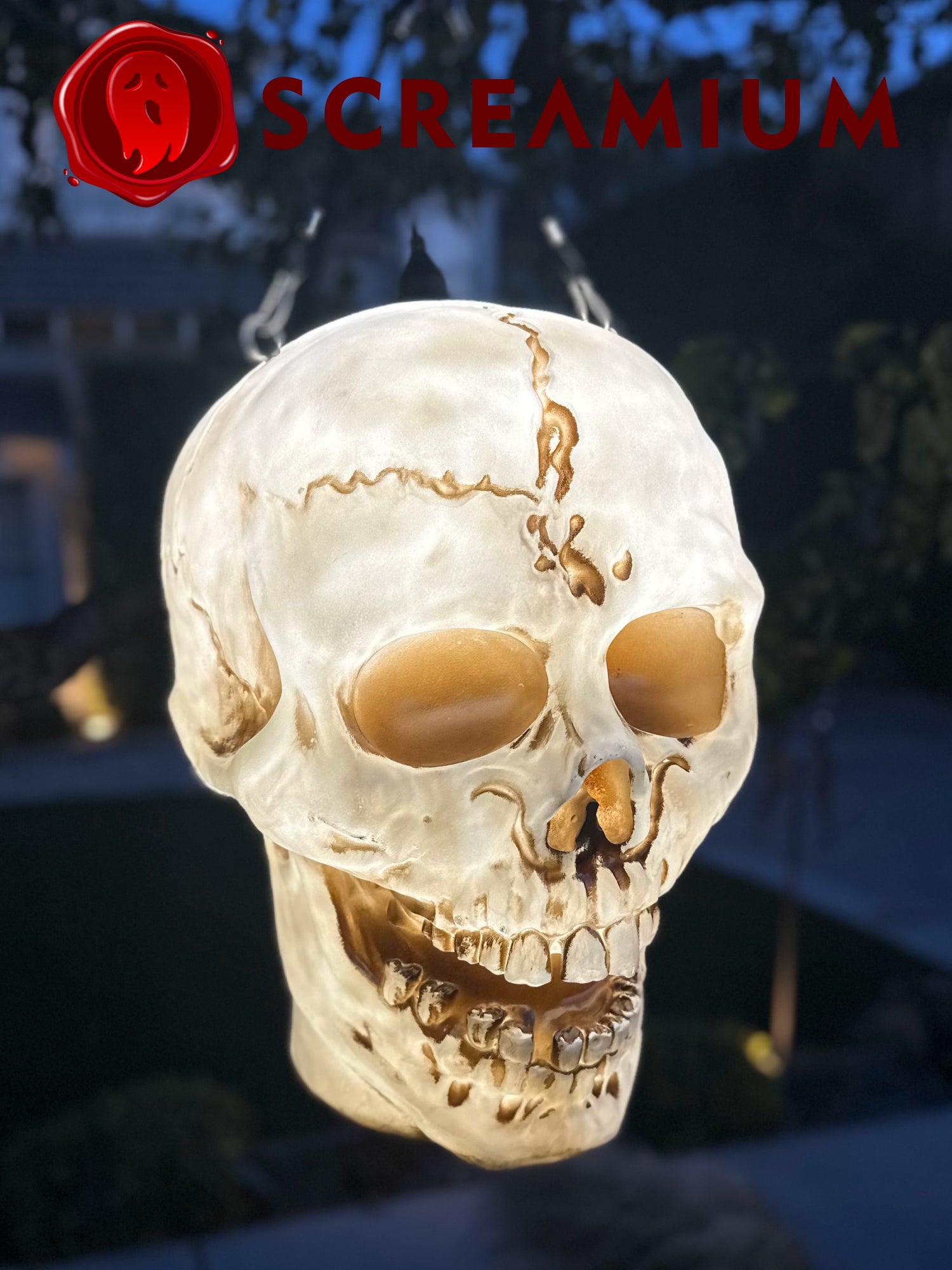 Giant Skull Lantern Prop 20-Inch-Tall Lamp Halloween Decoration