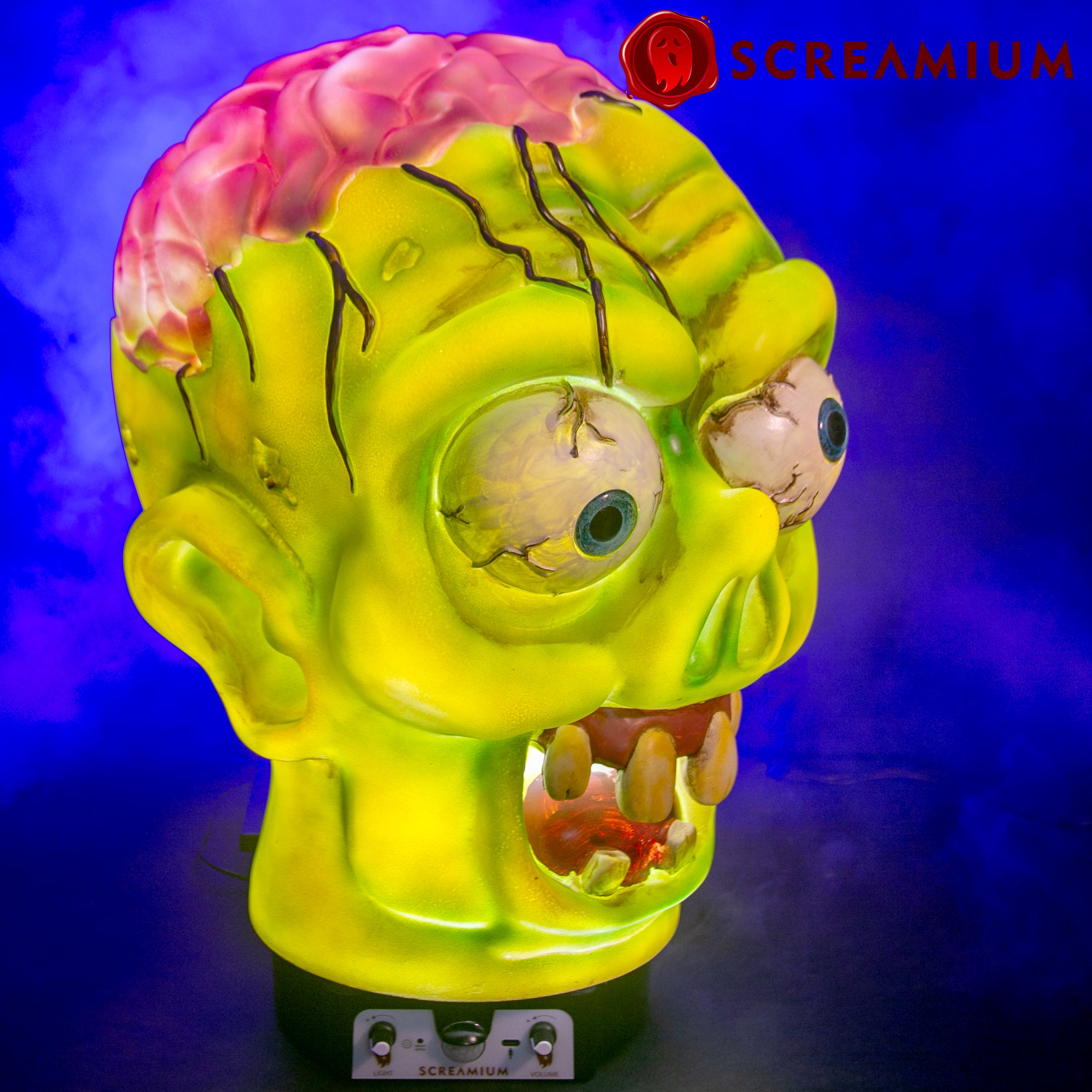 Giant Zombie Head Animatronic Lamp Prop 20-Inch-Tall Heavy Duty Polyresin Halloween Decoration