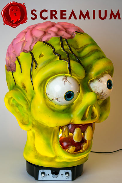 Giant Zombie Head Animatronic Prop 20-Inch-Tall Halloween Decoration