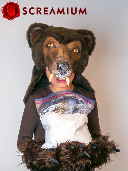 Cocaine Bear Costume - Brown Bear Helmet and Paws