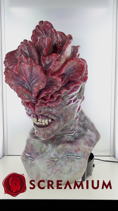 Motorized Mannequin Head Halloween Mask Display Stand with Sound Effects