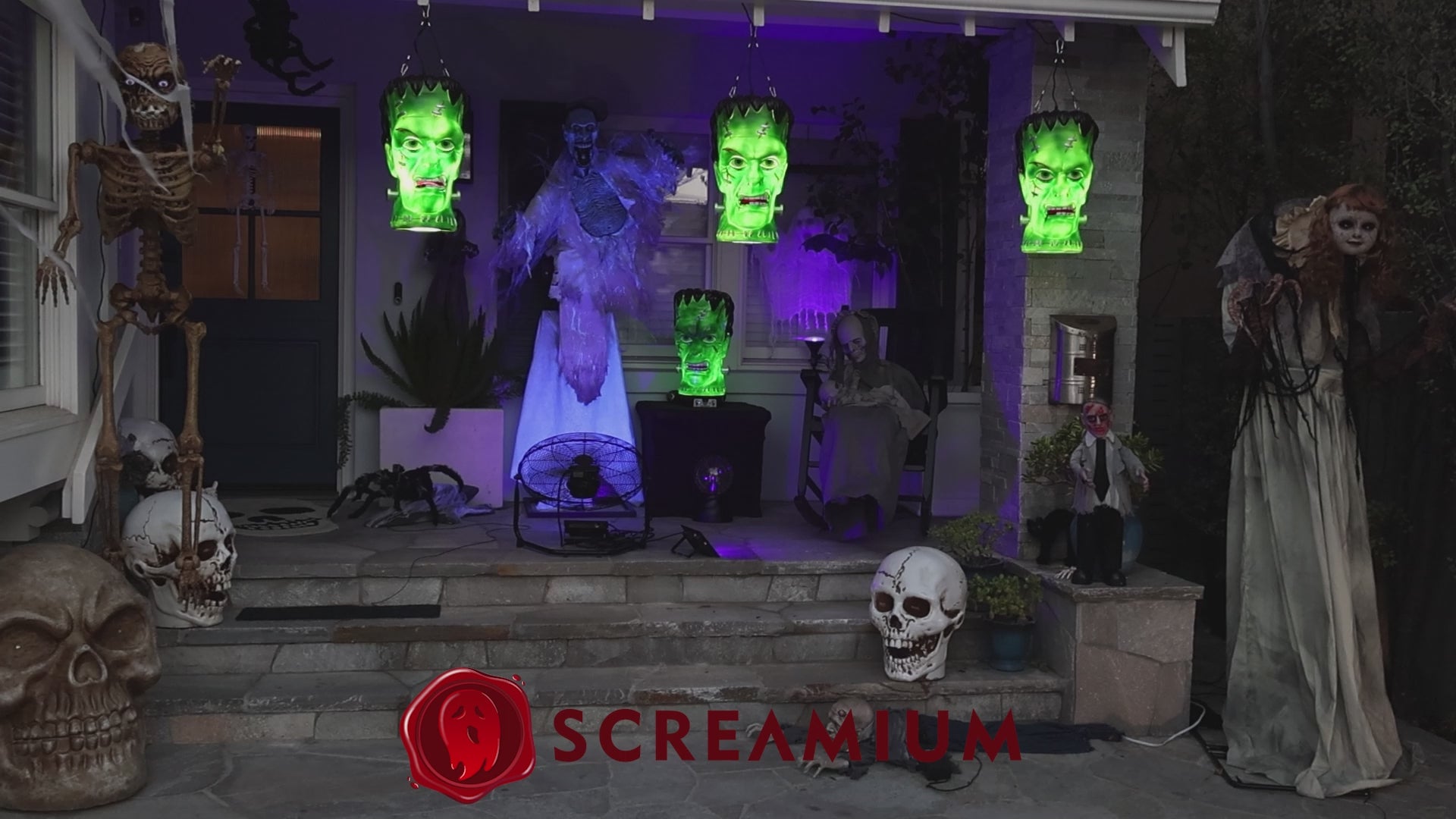 Giant Frankenstein Monster Pendant Lantern Prop 20-Inch-Tall Waterproof Outdoor Halloween Decoration