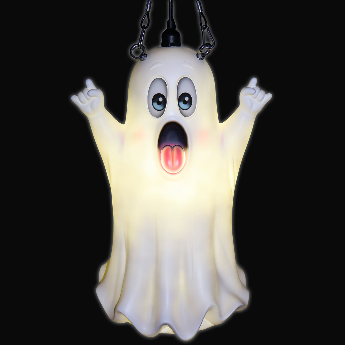 Friendly Ghost Pendant Lantern Prop 20-Inch-Tall Outdoor Halloween Decoration
