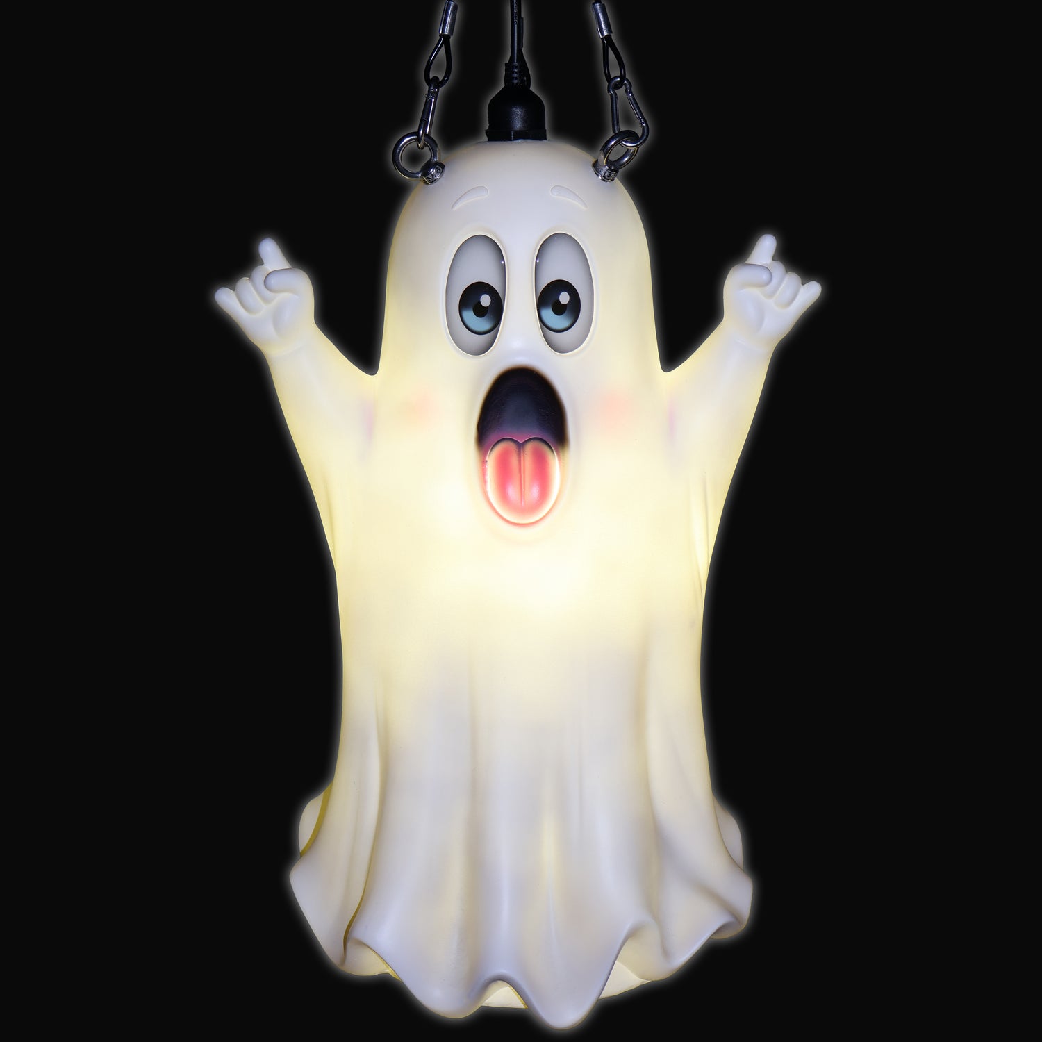 Friendly Ghost Pendant Lantern Prop 20-Inch-Tall Outdoor Halloween Decoration