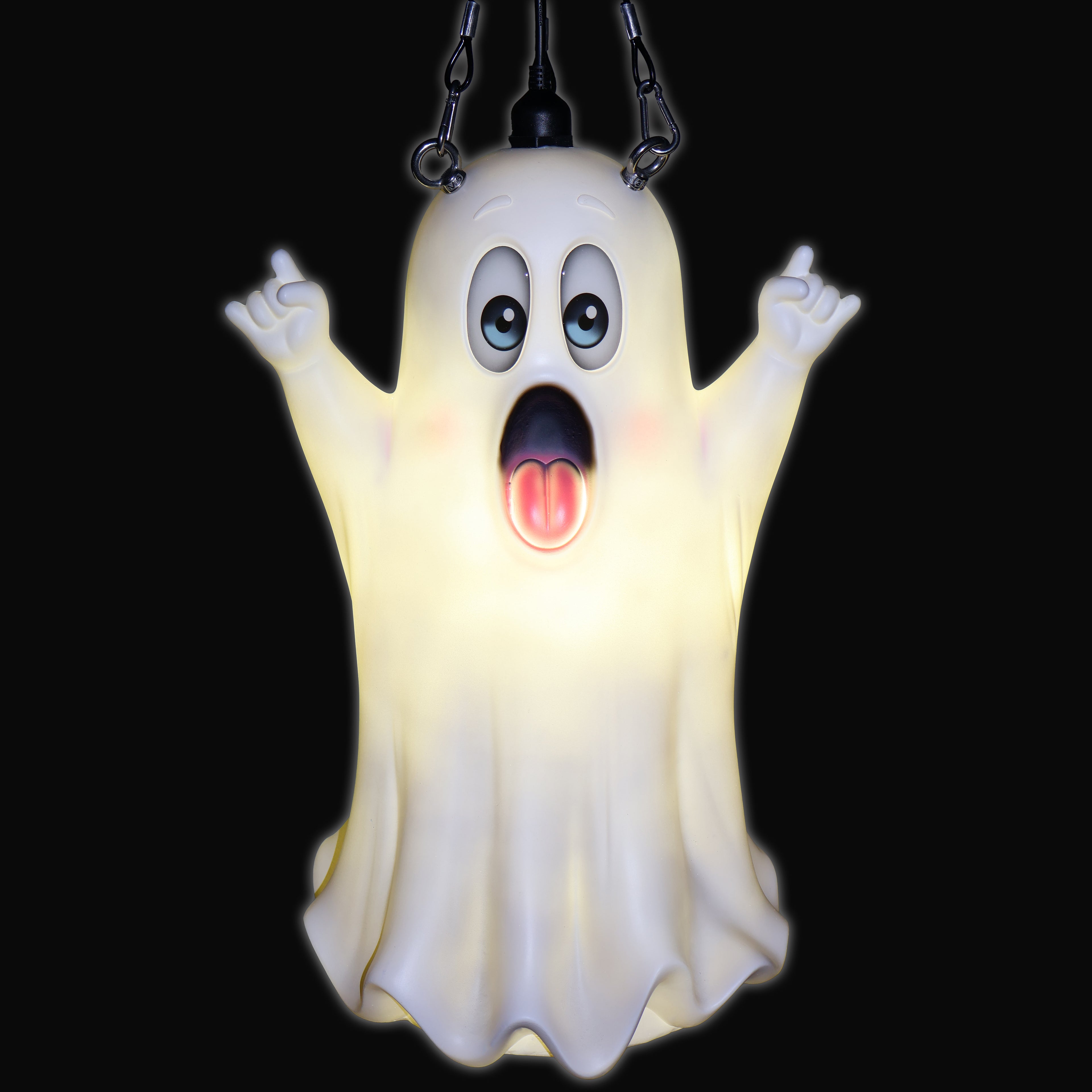 Friendly Ghost Pendant Lantern Prop 20-Inch-Tall Outdoor Halloween Decoration