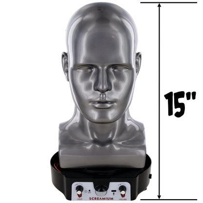 Motorized Mannequin Head Halloween Mask Display Stand with Sound Effects