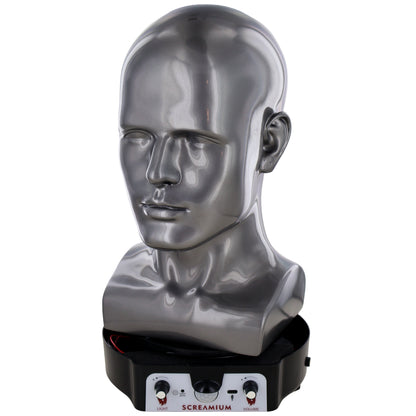 Motorized Mannequin Head Halloween Mask Display Stand with Sound Effects