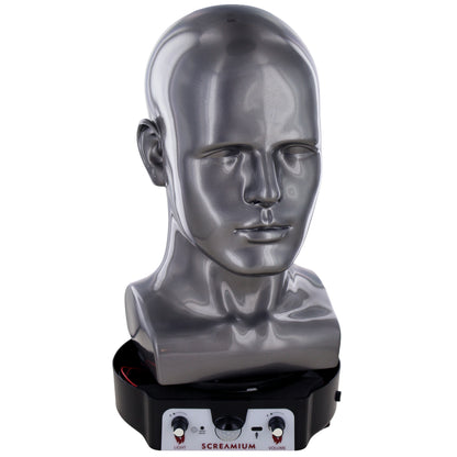 Motorized Mannequin Head Halloween Mask Display Stand with Sound Effects