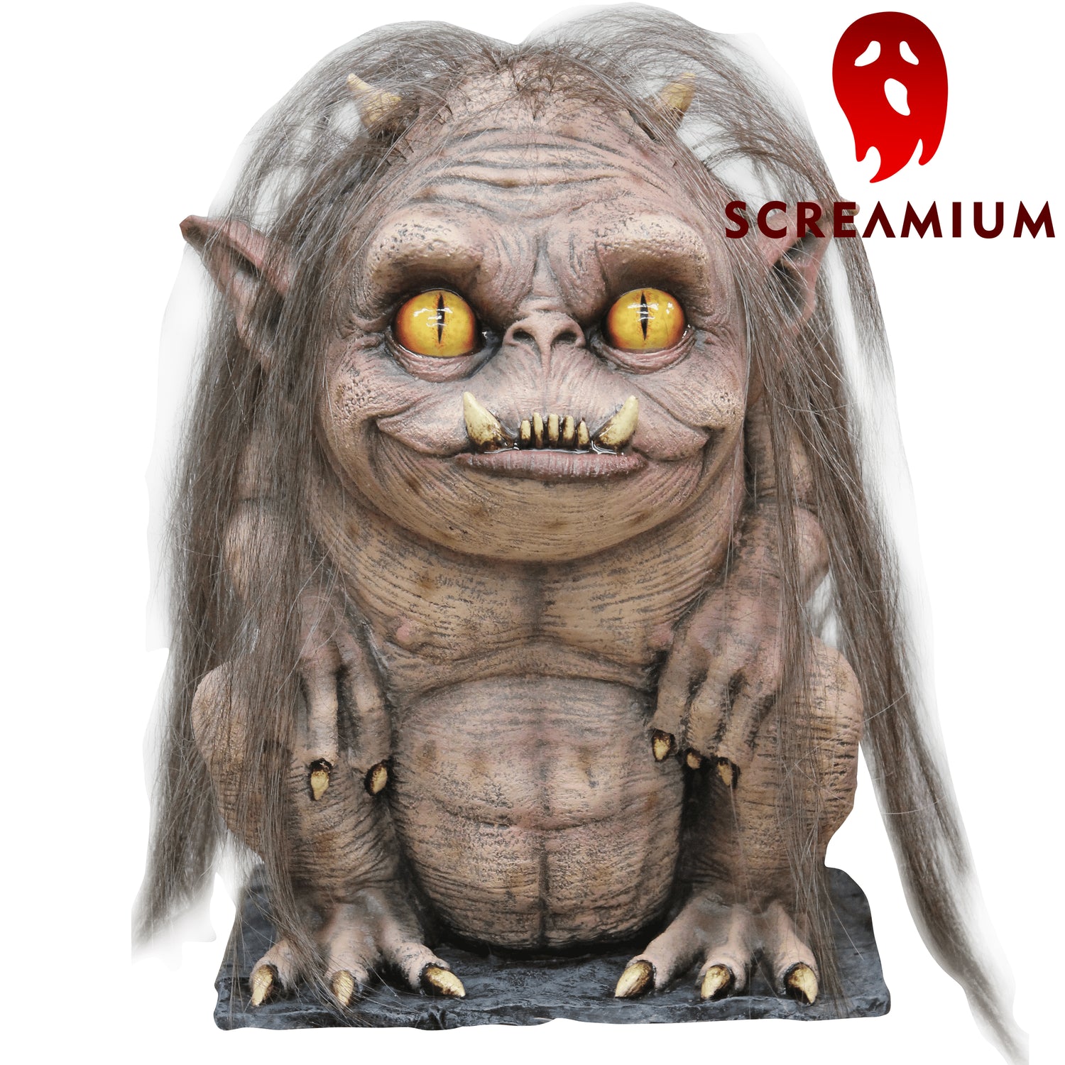 Troglyns RAGAR Prop Scary Gremlin Monster with Stringy Hair Halloween Decoration