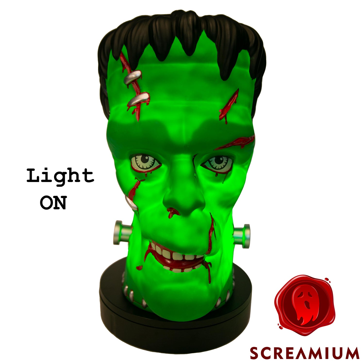 Giant Frankenstein Head Animatronic Prop 20-Inch-Tall Halloween Decoration