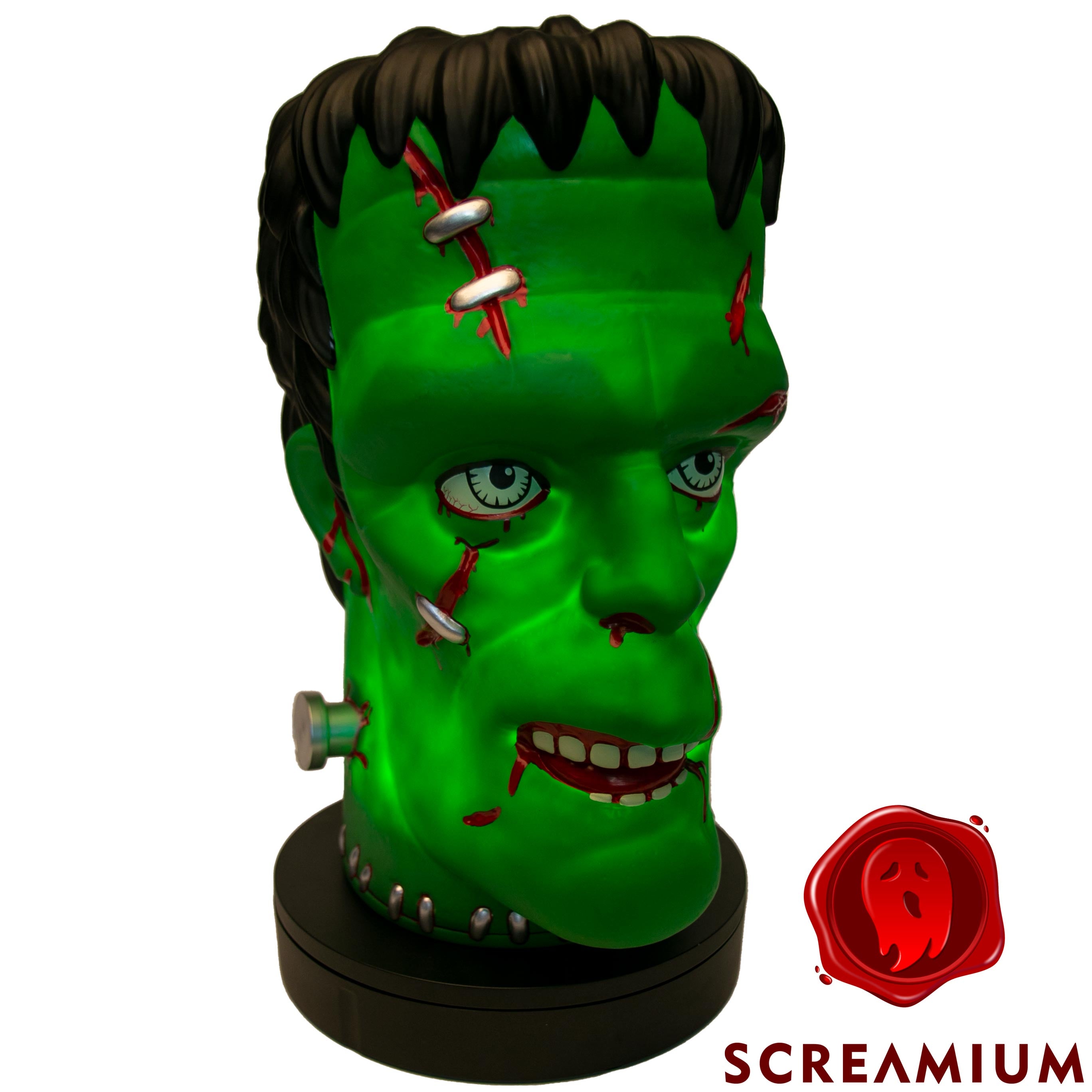 Giant Frankenstein Head Animatronic Prop 20-Inch-Tall Halloween Decoration