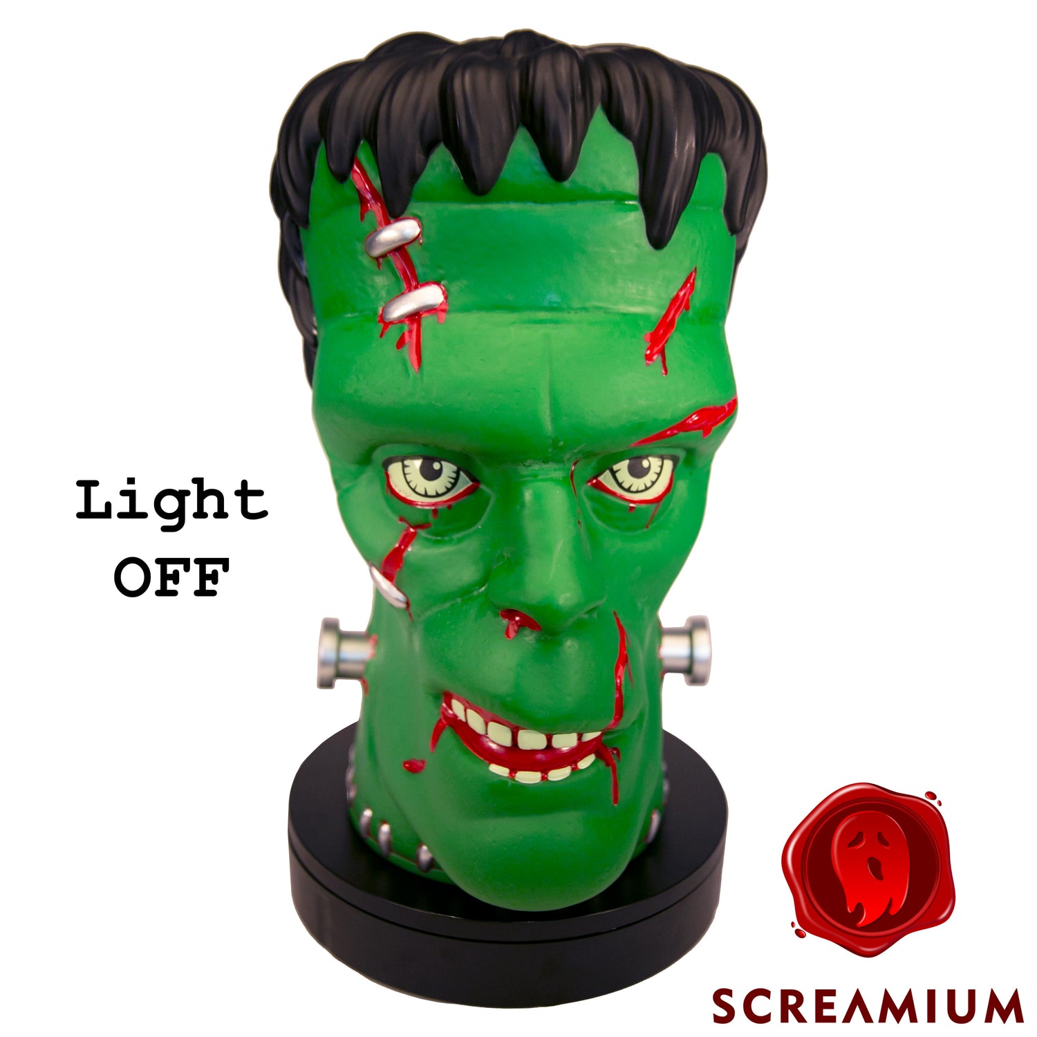 Glow-in-the-Dark Frankenstein Head Giant Halloween Decoration: 22-Inch-Tall Monster Prop