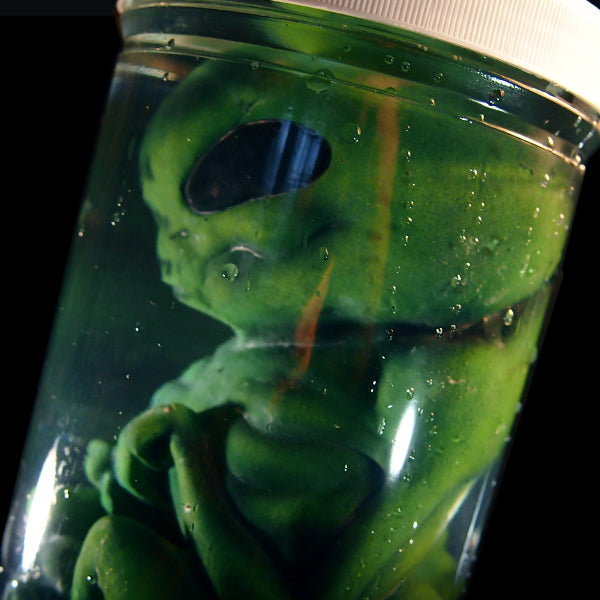 Green Alien Monster Embryo in Formaldehyde Jar Prop