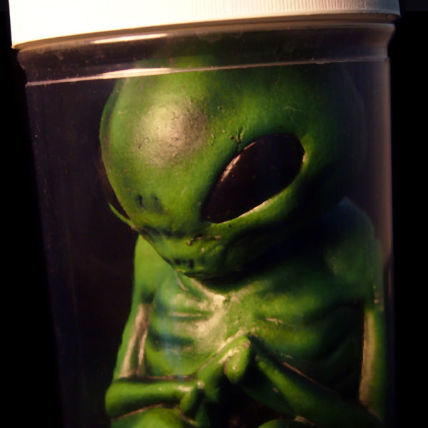 Green Alien Monster Embryo in Formaldehyde Jar Prop