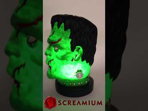 Giant Frankenstein Head Animatronic Prop 20-Inch-Tall Halloween Decoration