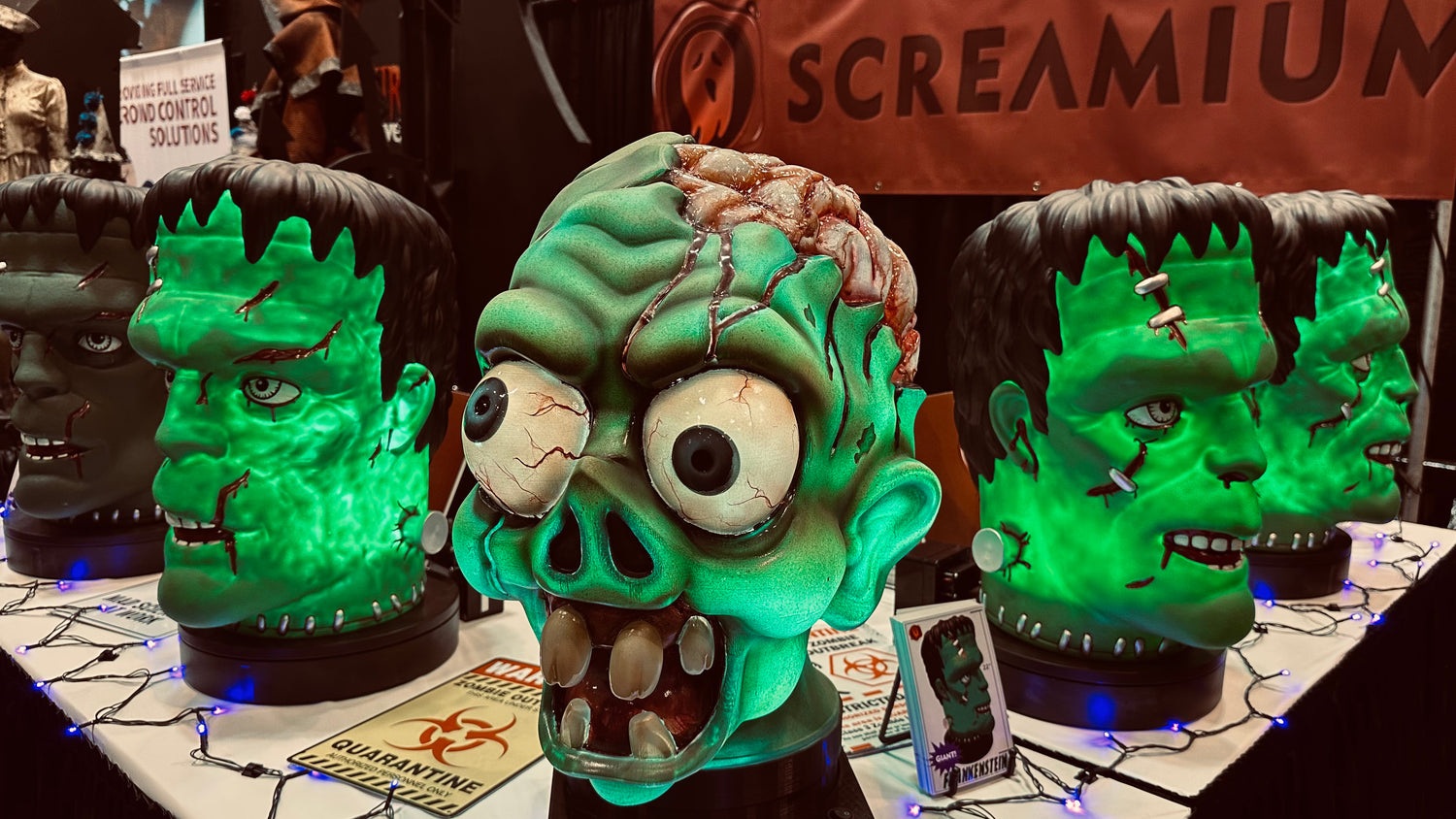 Glow-in-the-Dark Frankenstein Head Giant Halloween Decoration: 22-Inch-Tall Monster Prop