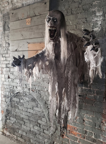 Glow-in-the-Dark Decaying Zombie Ghost Animatronic Prop Monster Halloween Decor : 64-Inches Tall